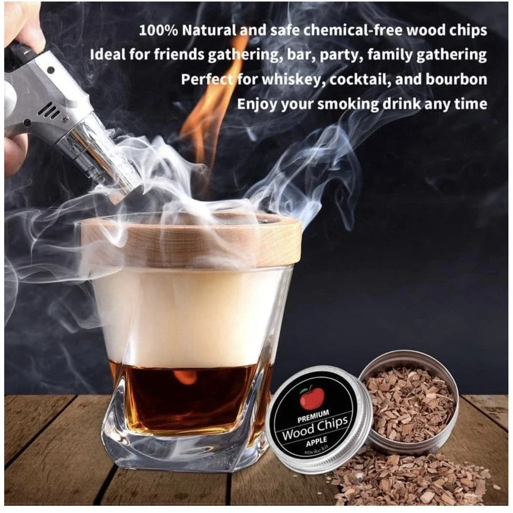 Cockyail Whiskey Smoker Kit With Tourch Old Fashion With Four Flavor Smoking Woo